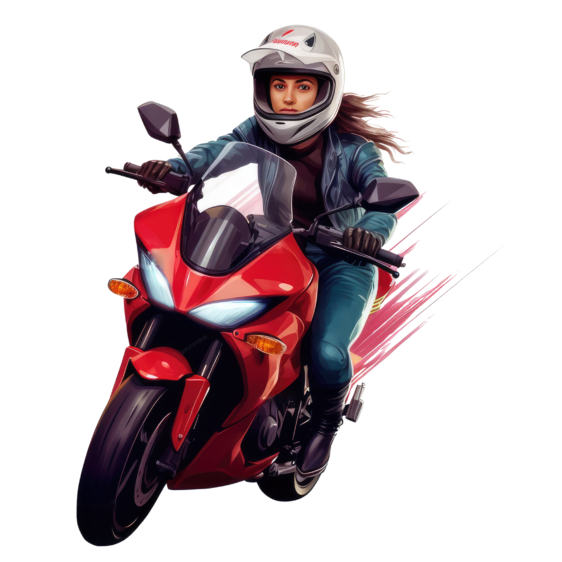 cute anime girl sitting on a motorcycle on a desert art Stock Illustration   Adobe Stock