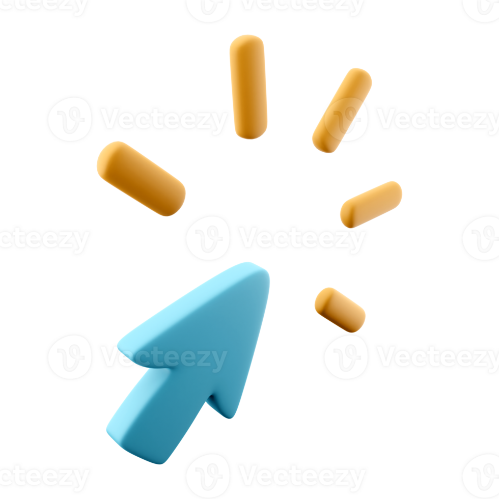 3d interpretazione clic icona. 3d rendere blu topo pointer click icona. png