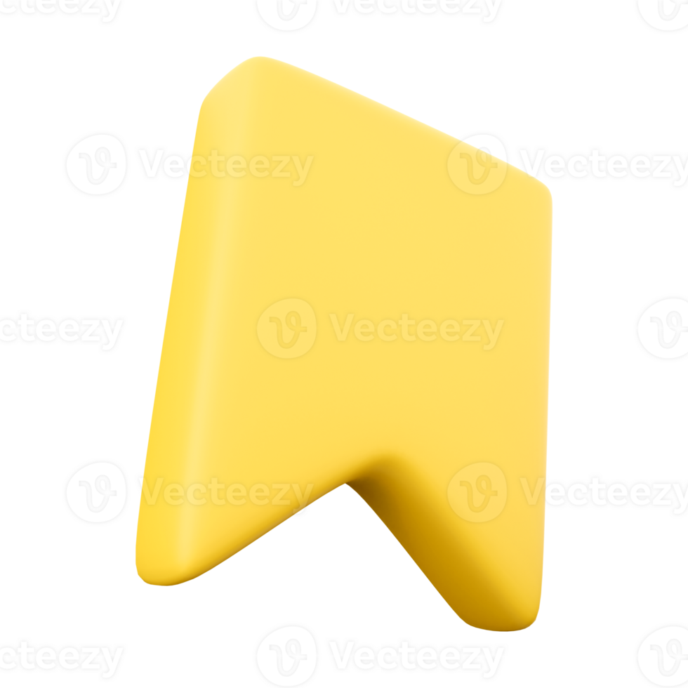 3d rendering yellow bookmar flag icon. 3d render A piece of paper or ribbon inserted into a book to mark the desired page icon. png