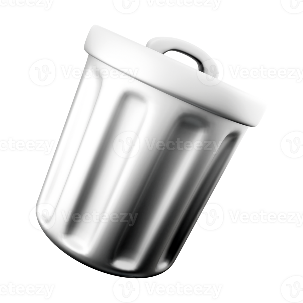 3d rendering trash can icon. 3d render broom bucket for garbage disposal icon. png