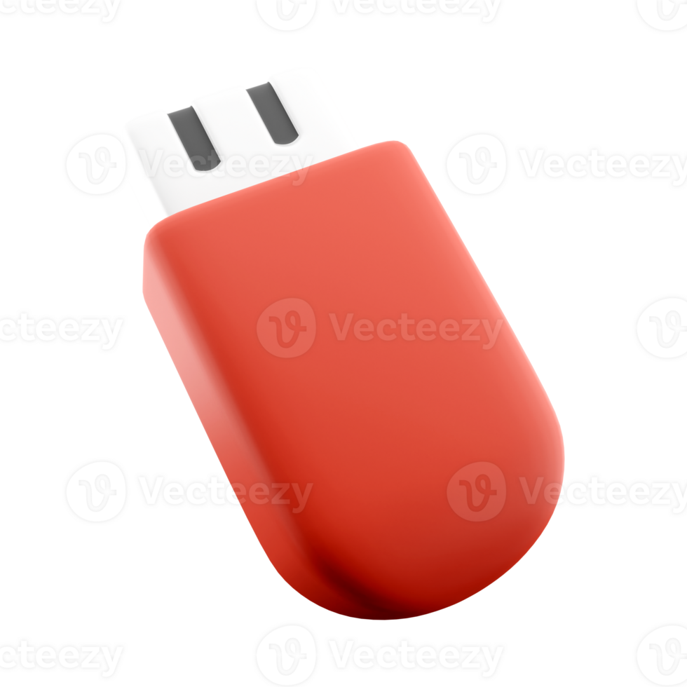 3d render usb flash drive cartoon icon. 3d render red usb To save information icon. png