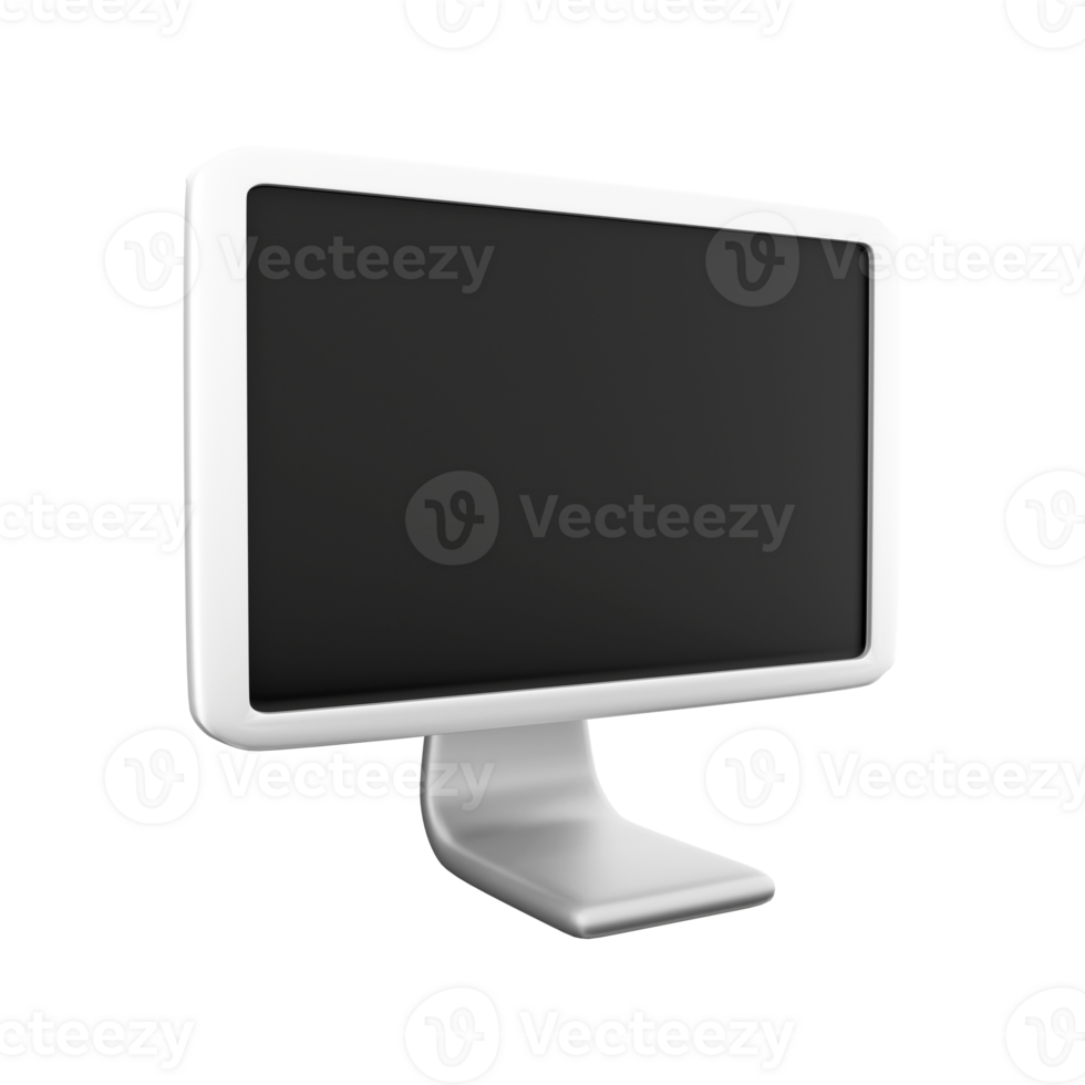 3d rendering Computer Monitor icon. 3d render white monitor with the screen off icon. png