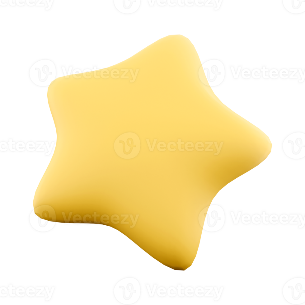 3d representación estrella icono. 3d hacer grande amarillo estrella en el cielo icono. png