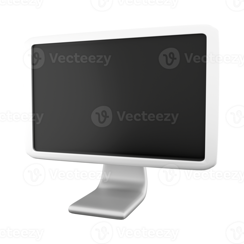 3d le rendu ordinateur moniteur icône. 3d rendre blanc moniteur avec le écran de icône. png