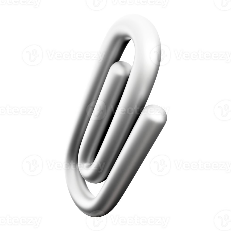 3d rendering paper clip icon. 3d render Metal fixture, paper clip icon. png