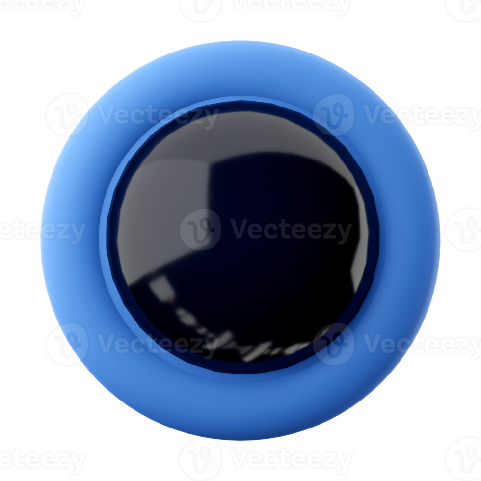 3d rendering Modern black round shaped engine start button icon. 3d render Sparkling start button icon. png