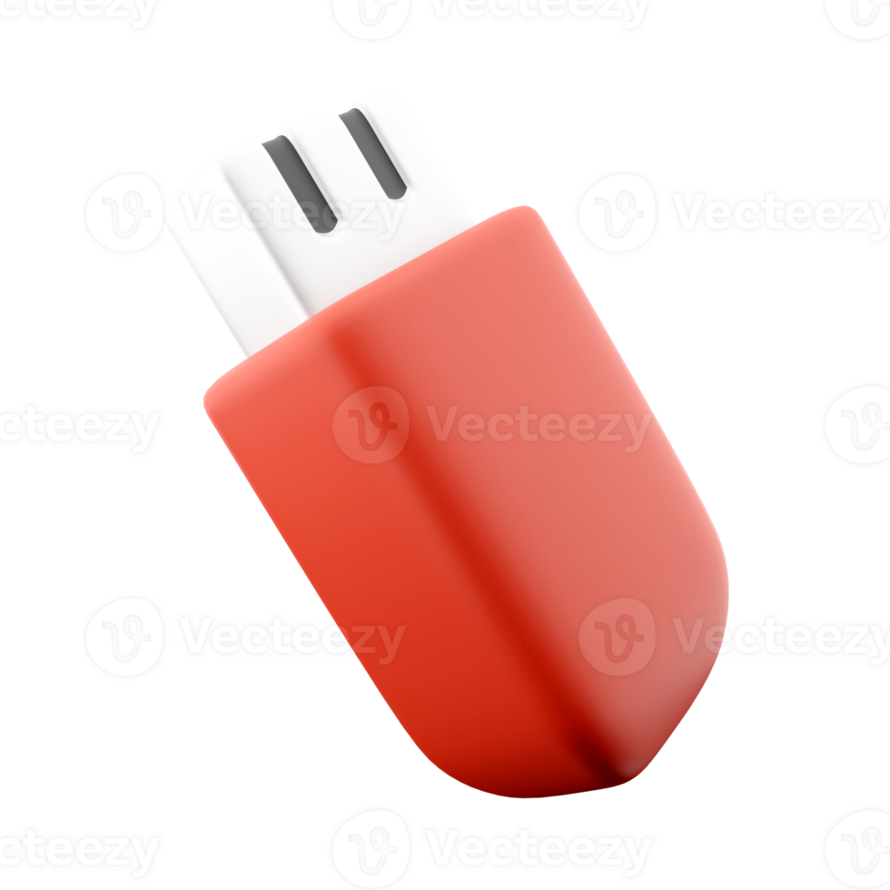 3d render usb flash drive cartoon icon. 3d render red usb To save information icon. png