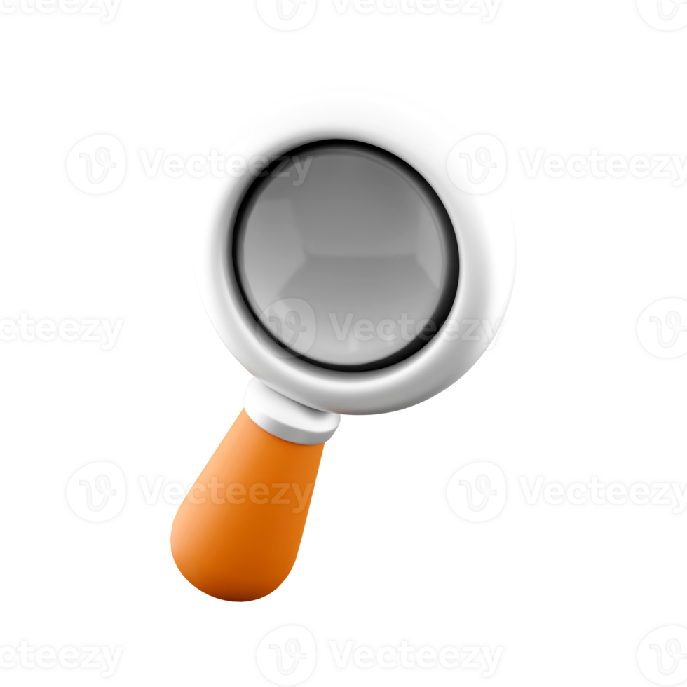 3d rendering Magnifying glass or search icon. 3d render A device for a thorough inspection or search icon. png
