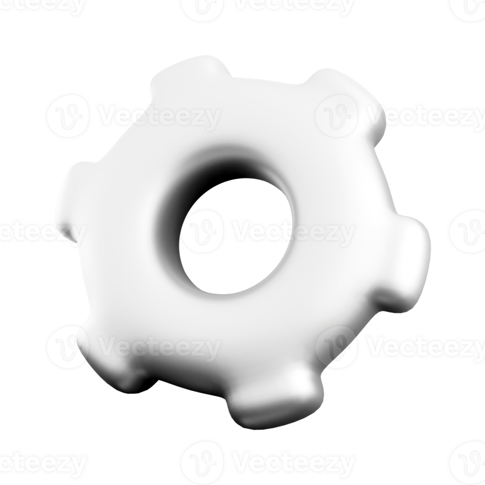 3d rendering white gear icon. 3d render mechanism icon. png