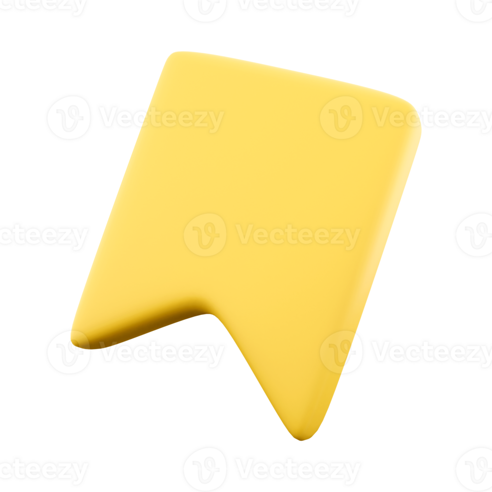 3d rendering yellow bookmar flag icon. 3d render A piece of paper or ribbon inserted into a book to mark the desired page icon. png