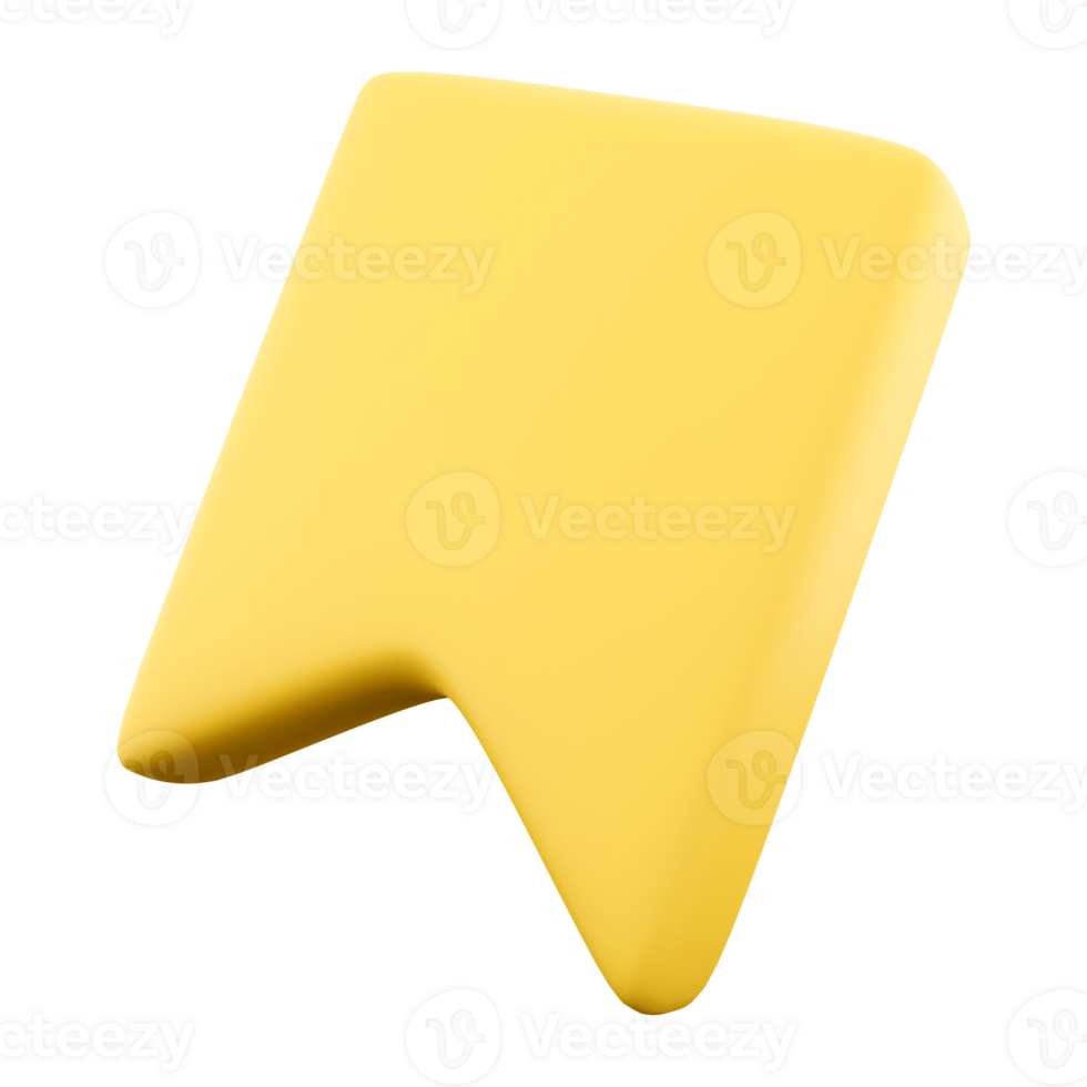 3d rendering yellow bookmar flag icon. 3d render A piece of paper or ribbon inserted into a book to mark the desired page icon. png