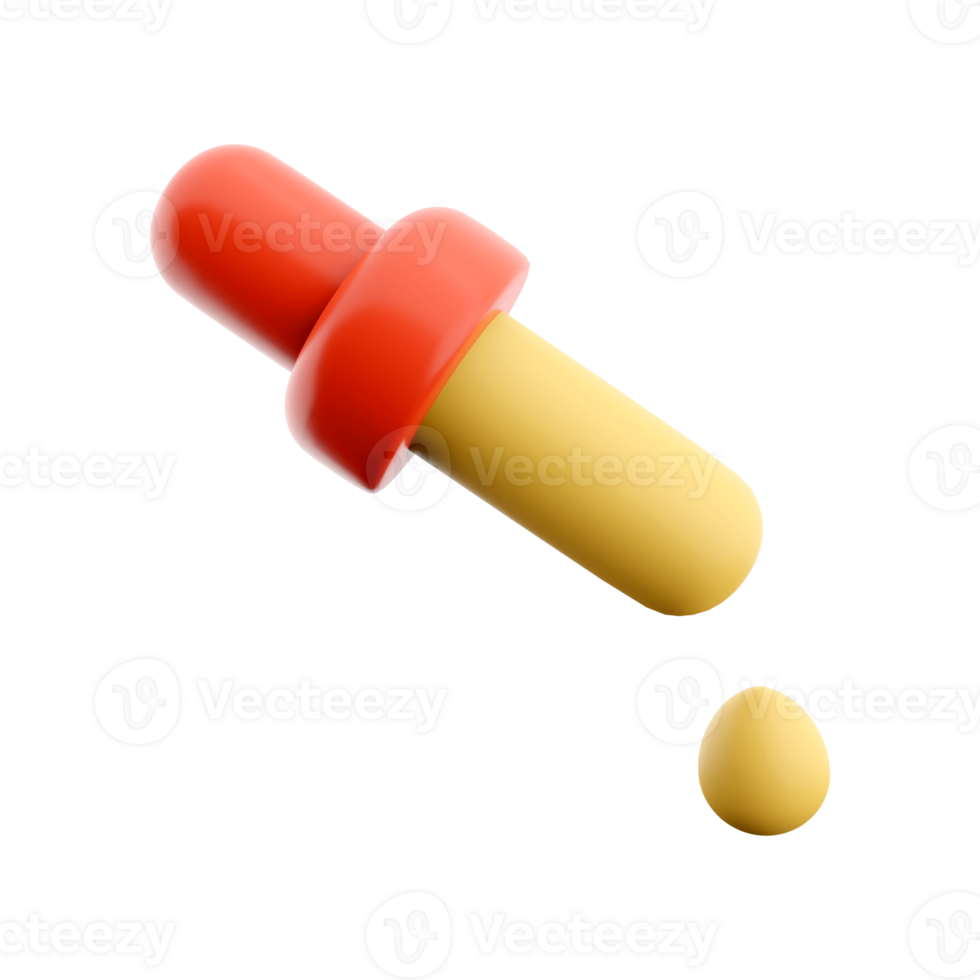 3d rendering Simple color picker tool icon. 3d render pipette icon. png
