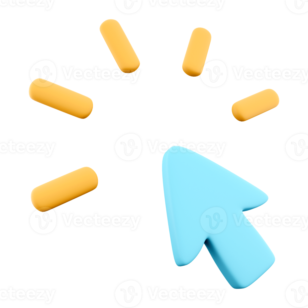 3d interpretazione clic icona. 3d rendere blu topo pointer click icona. png
