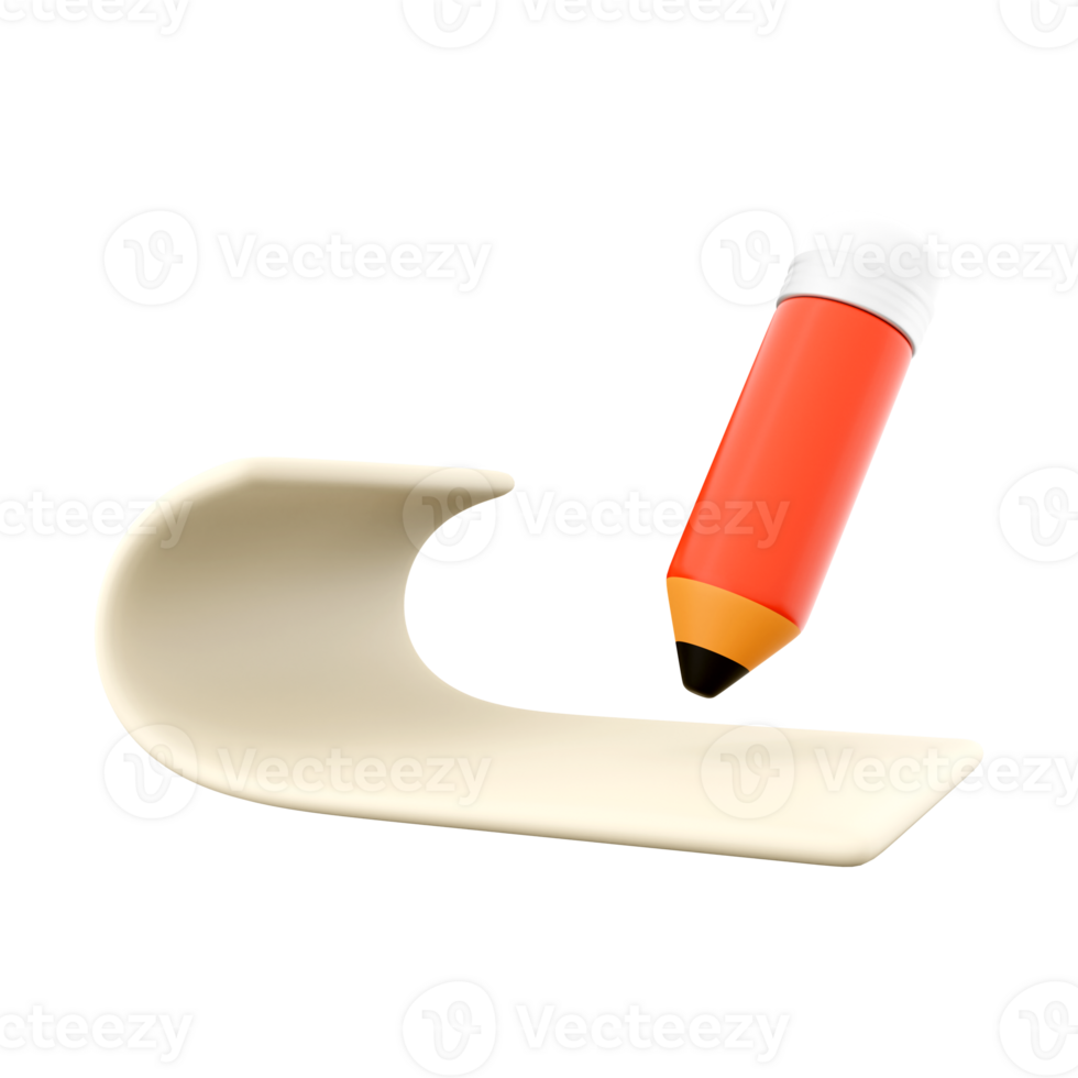 3d interpretazione matita disegna un' dritto linea icona. 3d rendere rosso matita con bianca carta icona. png