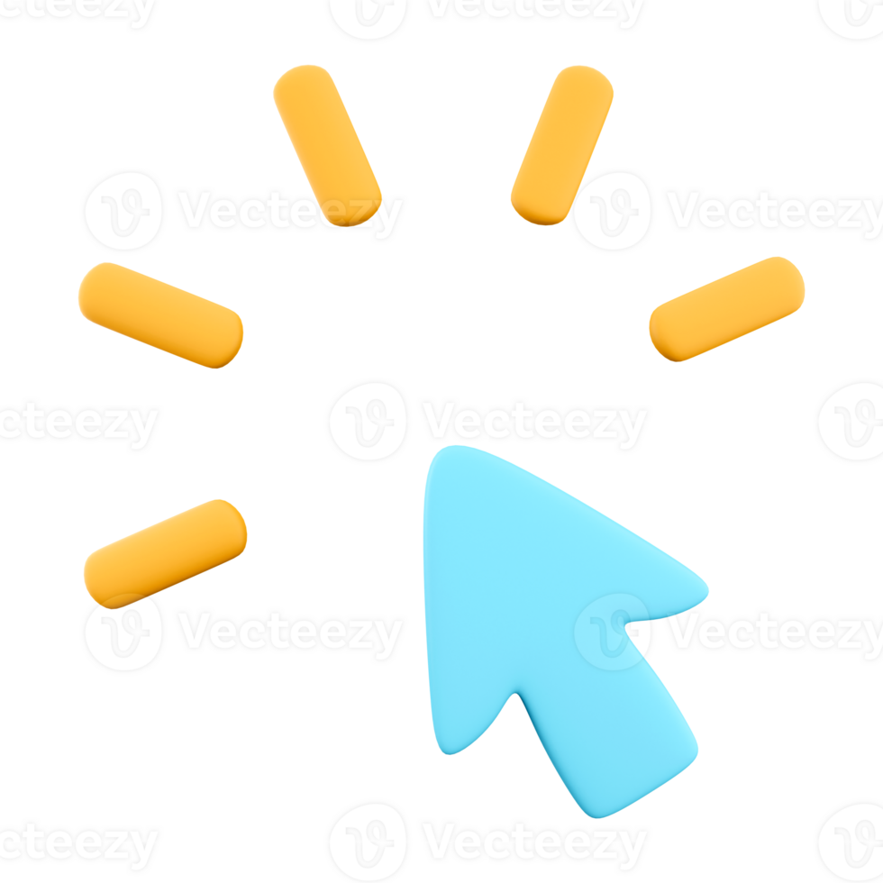 3d interpretazione clic icona. 3d rendere blu topo pointer click icona. png