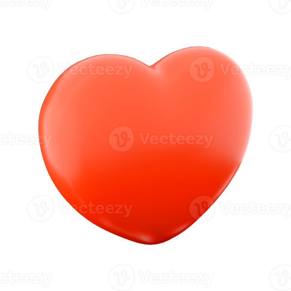 3d rendering red heart shape icon. 3d render A sign of love or life icon. png