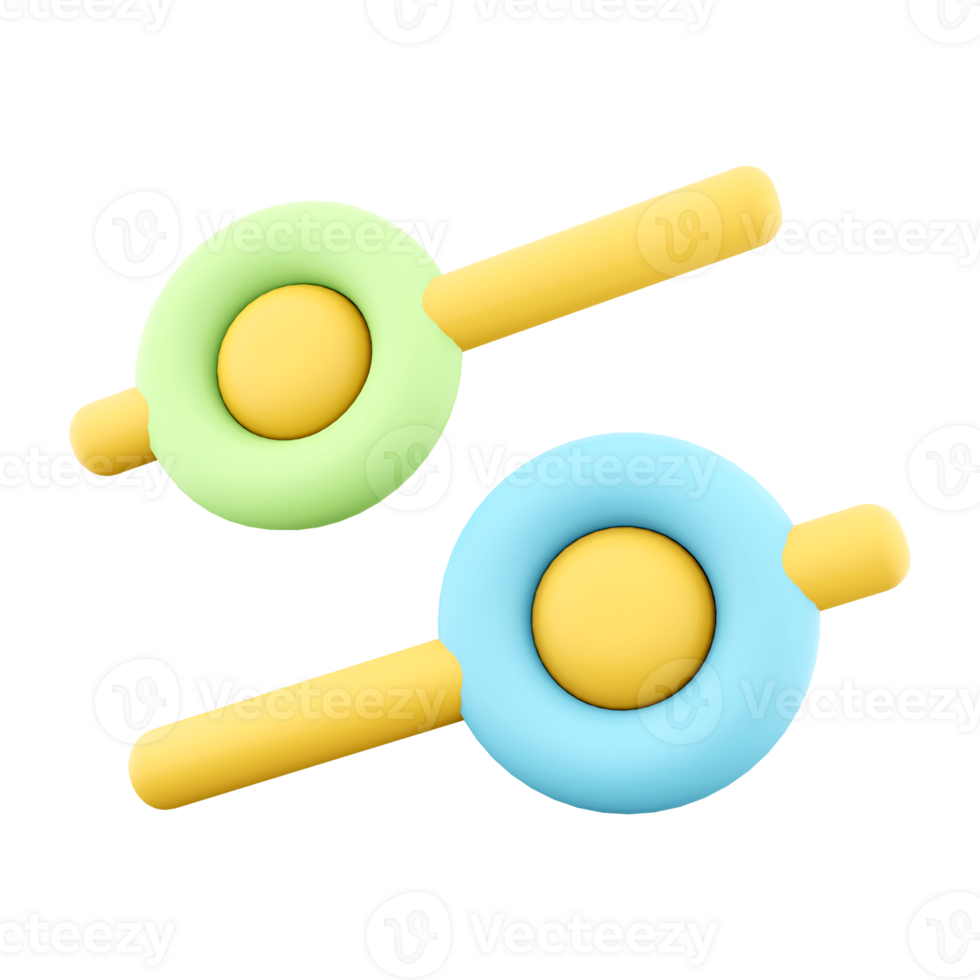 3d rendering green and blue slider icon. 3d render value changes icon. png