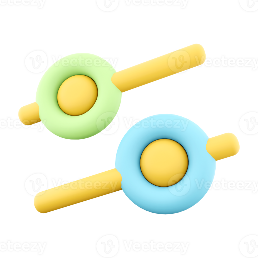 3d Rendern Grün und Blau Schieberegler Symbol. 3d machen Wert Änderungen Symbol. png