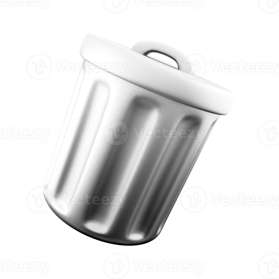 3d rendering trash can icon. 3d render broom bucket for garbage disposal icon. png