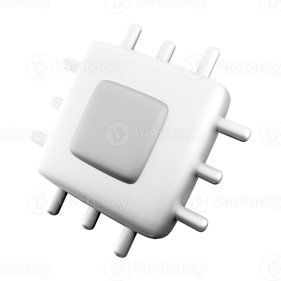 3d rendering Microchip line icon. CPU icon. 3d render Central processing unit, computer processor, chip icon. png