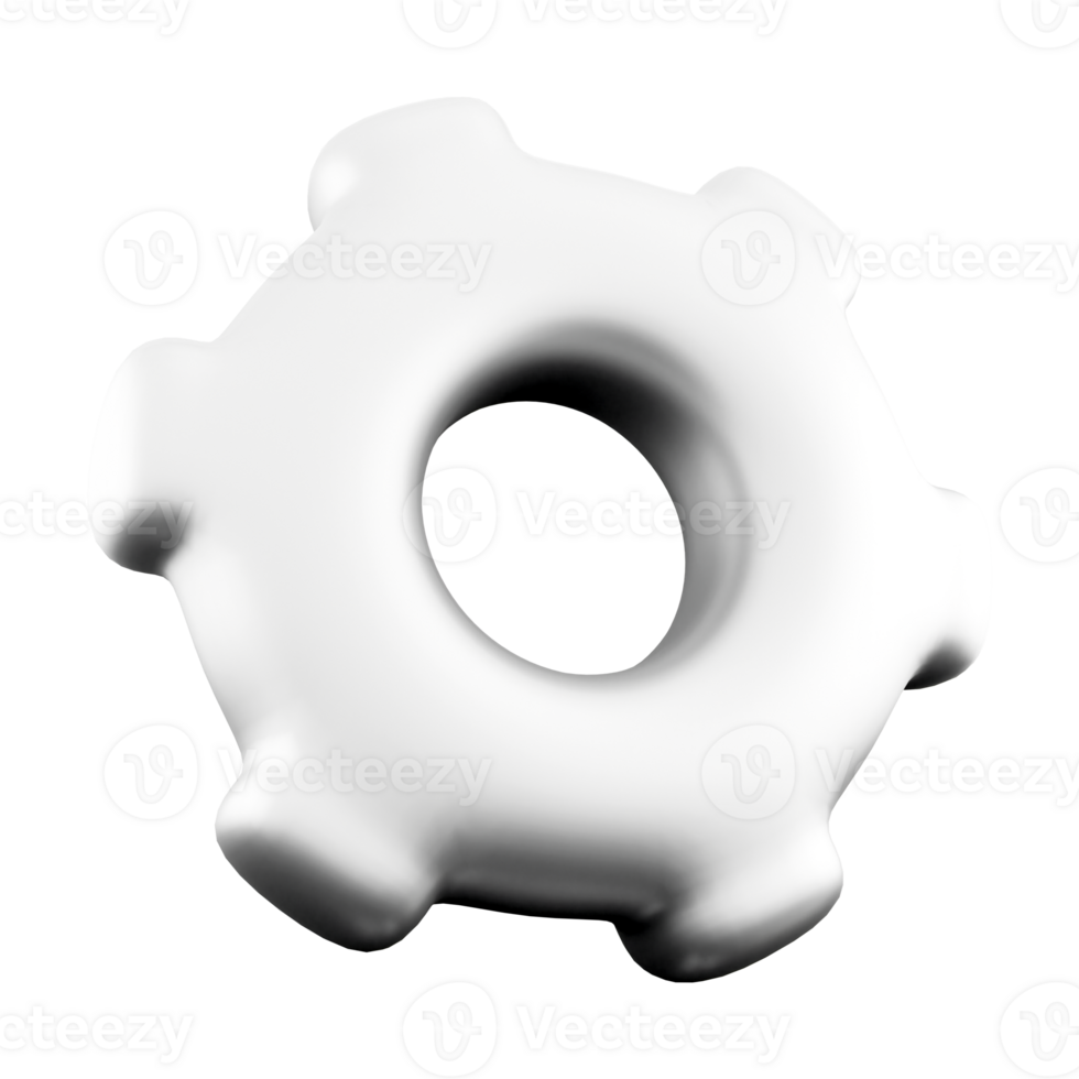 3d rendering white gear icon. 3d render mechanism icon. png