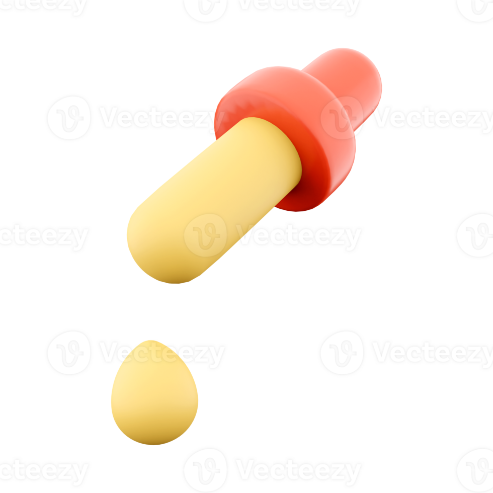 3d rendering Simple color picker tool icon. 3d render pipette icon. png