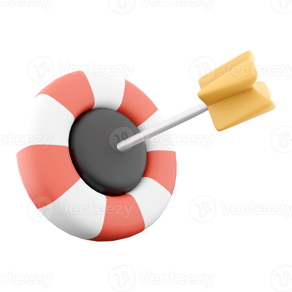 3d rendering Target Icon. 3d rendering Dart board and dart icon. png