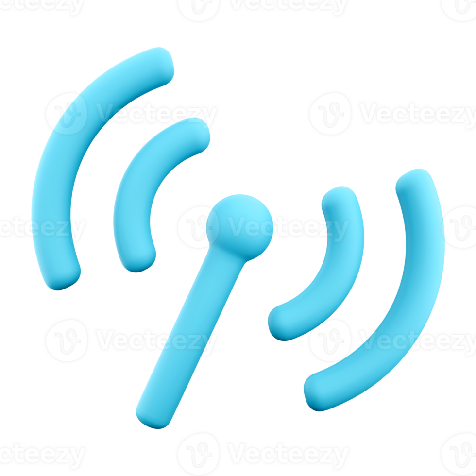 3d rendering Signal transmission icon. 3d render Antenna or broadcasting tower and signal waves icon. png