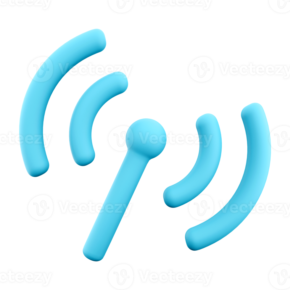 3d interpretazione segnale trasmissione icona. 3d rendere antenna o emittente Torre e segnale onde icona. png
