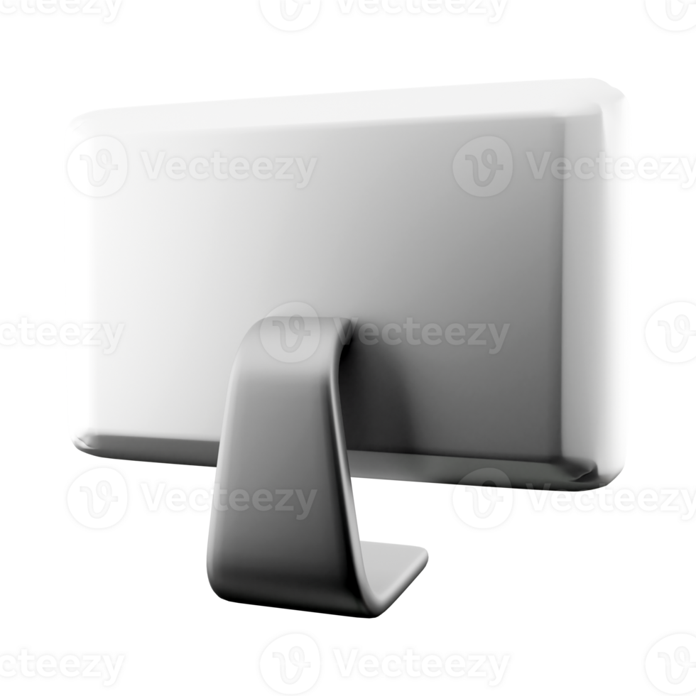3d rendering Computer Monitor icon. 3d render white monitor with the screen off icon. png