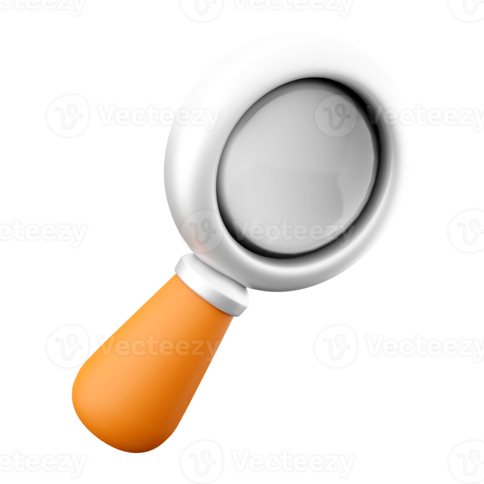 3d rendering Magnifying glass or search icon. 3d render A device for a thorough inspection or search icon. png