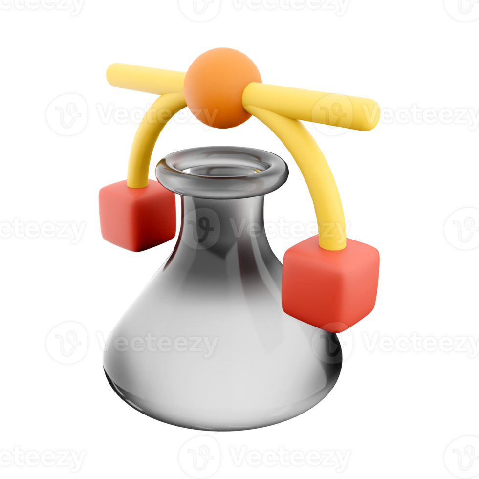 3d rendering Chemistry flask icon. Science technology, flat design for chemistry icon. png