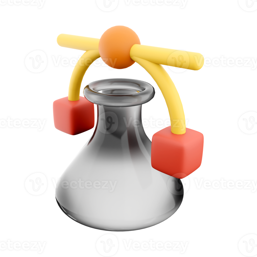 3d renderen chemie fles icoon. wetenschap technologie, vlak ontwerp voor chemie icoon. png