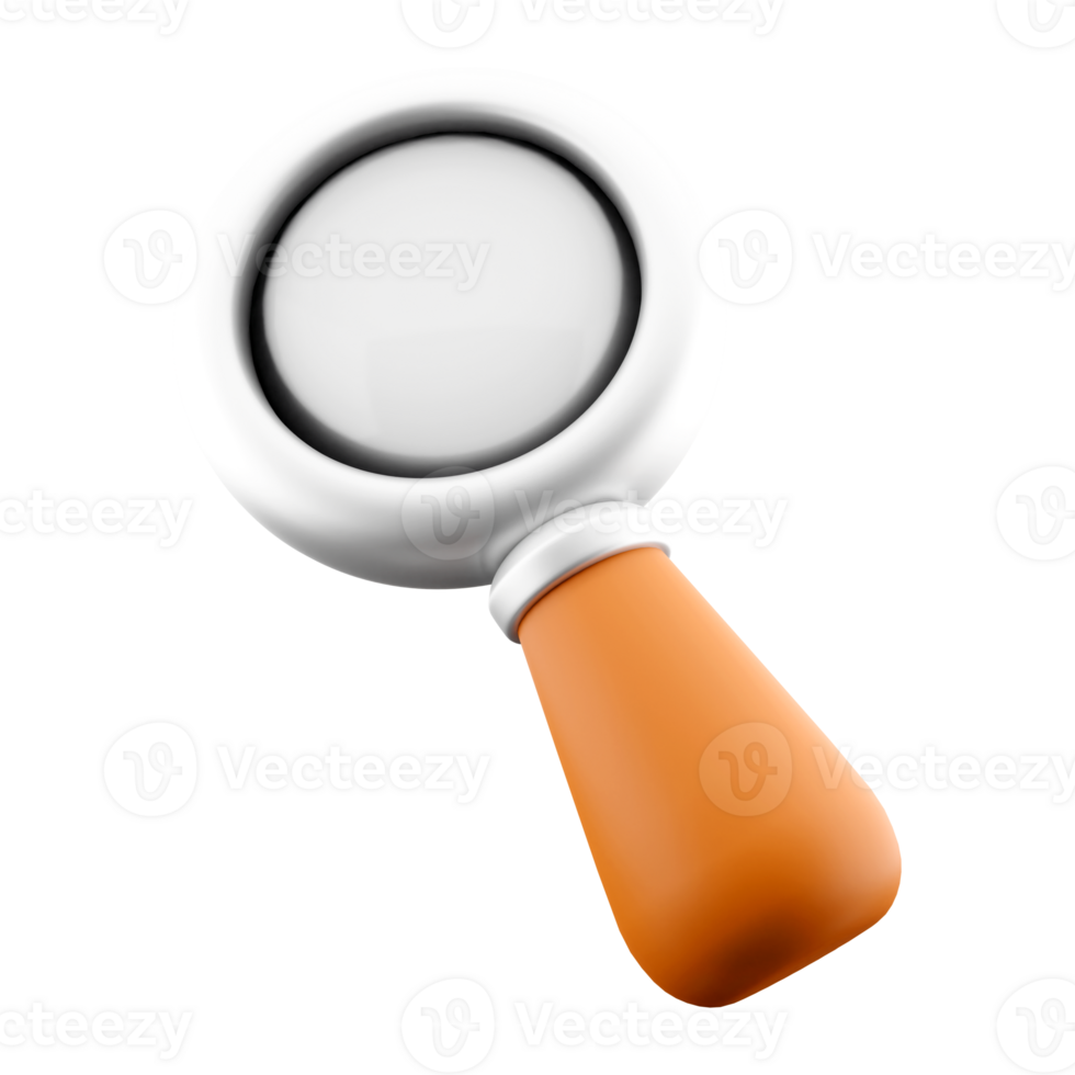 3d rendering Magnifying glass or search icon. 3d render A device for a thorough inspection or search icon. png