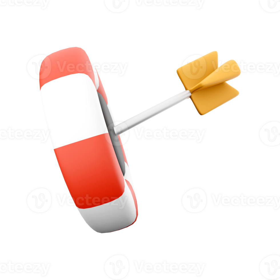 3d rendering Target Icon. 3d rendering Dart board and dart icon. png