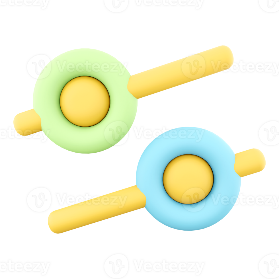 3d rendering green and blue slider icon. 3d render value changes icon. png