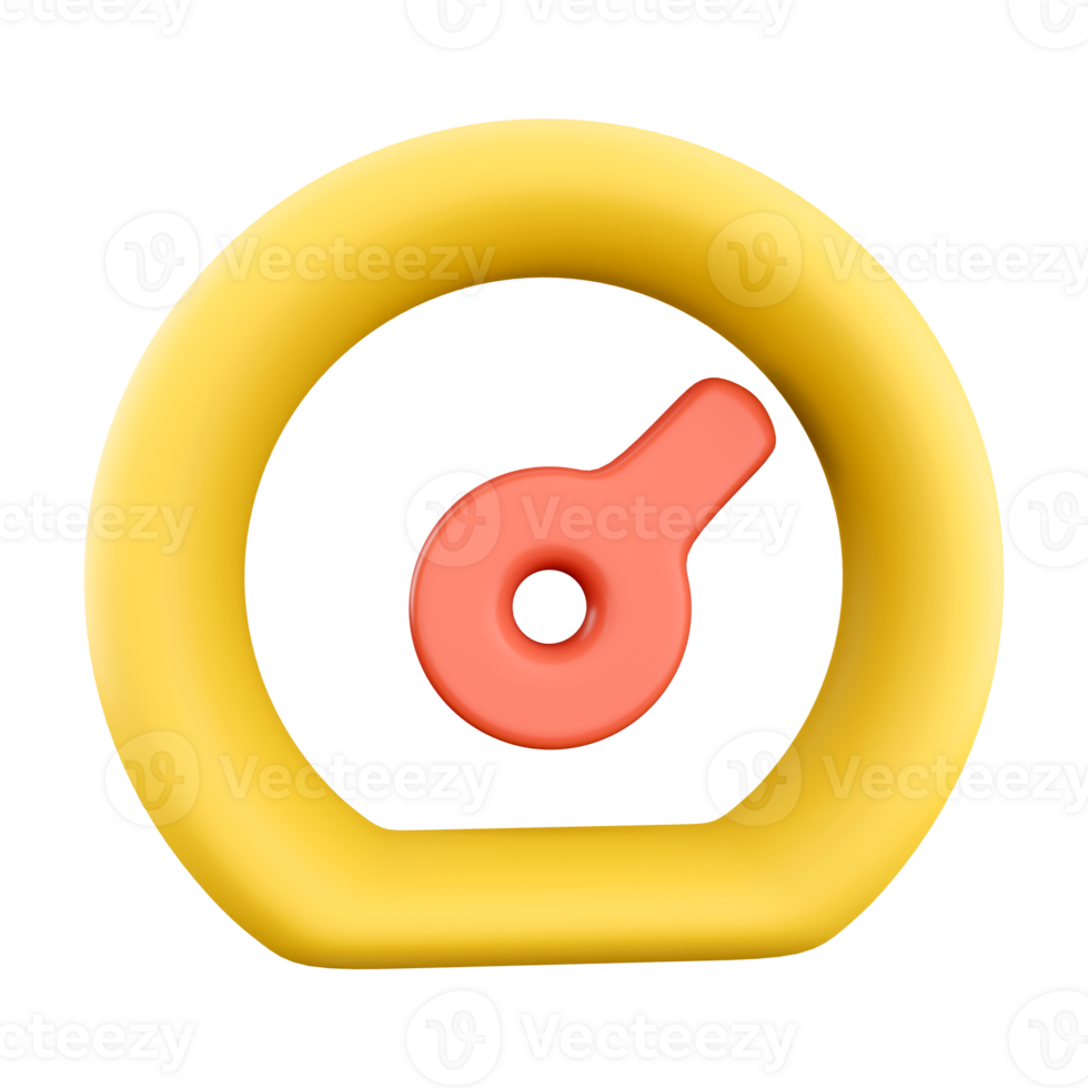 3d rendering speedometer icon. 3d render speed indicator with red arrow icon. png