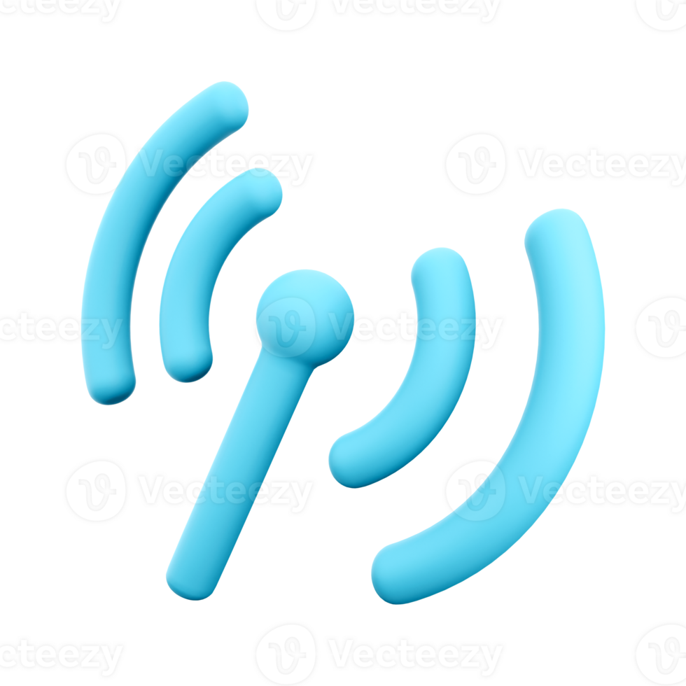 3d rendering Signal transmission icon. 3d render Antenna or broadcasting tower and signal waves icon. png