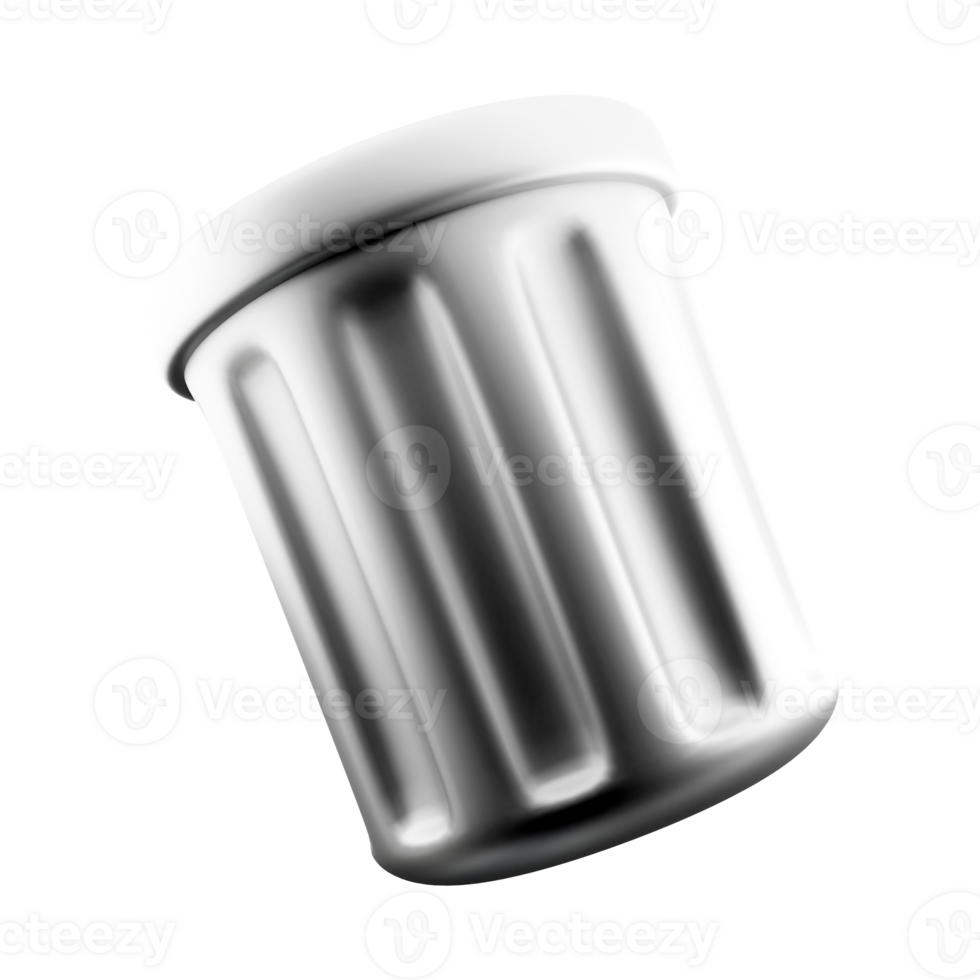 3d rendering trash can icon. 3d render broom bucket for garbage disposal icon. png