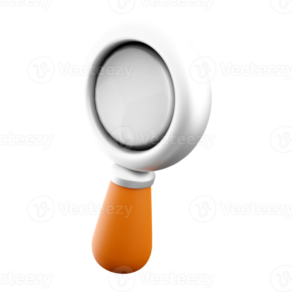 3d rendering Magnifying glass or search icon. 3d render A device for a thorough inspection or search icon. png