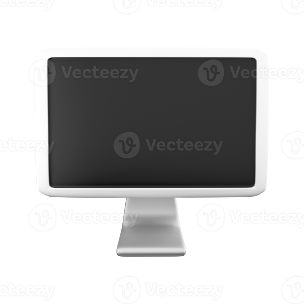 3d Rendern Computer Monitor Symbol. 3d machen Weiß Monitor mit das Bildschirm aus Symbol. png