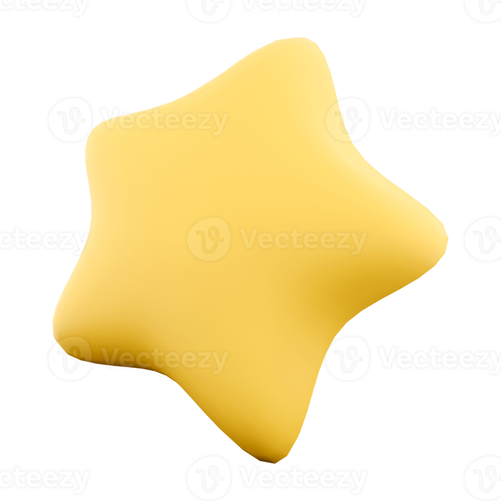 3d rendering star icon. 3d render big yellow star In the sky icon. png