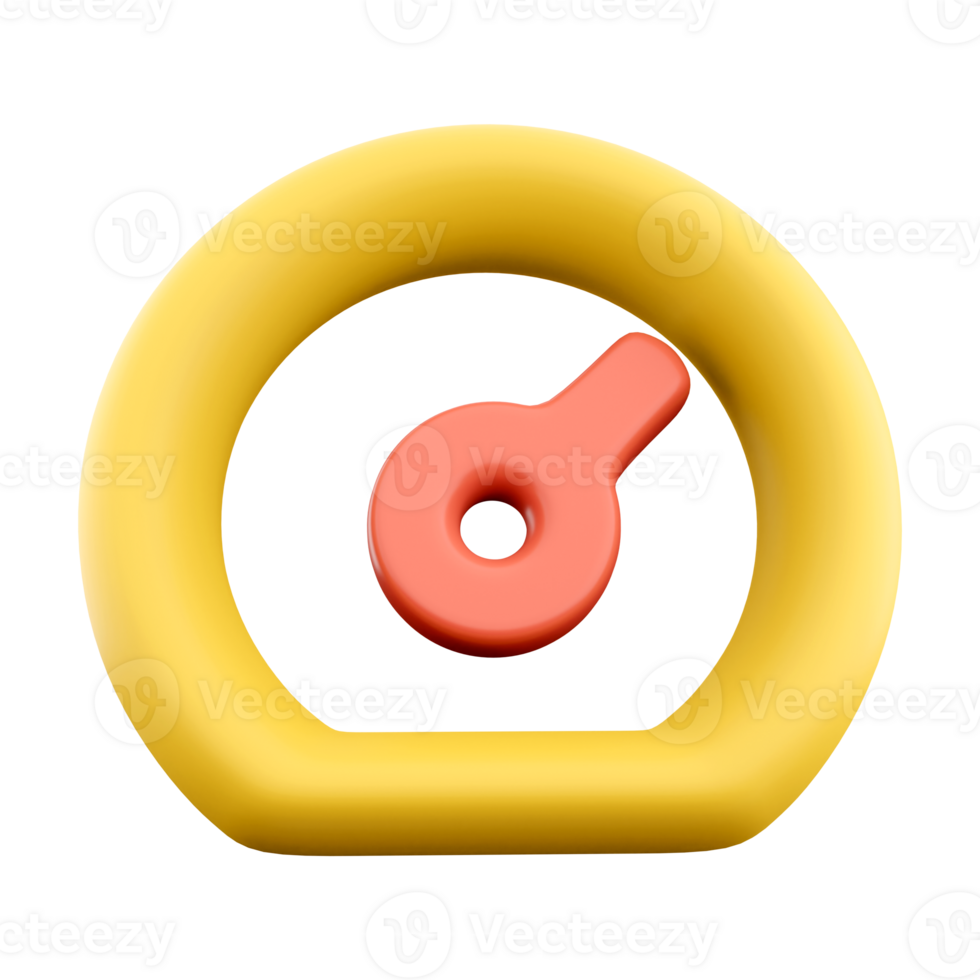 3d rendering speedometer icon. 3d render speed indicator with red arrow icon. png