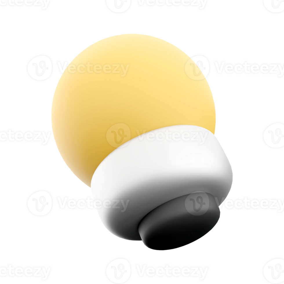 3d cartoon style minimal yellow light bulb icon. 3d render Idea, solution, business, strategy concept icon. png