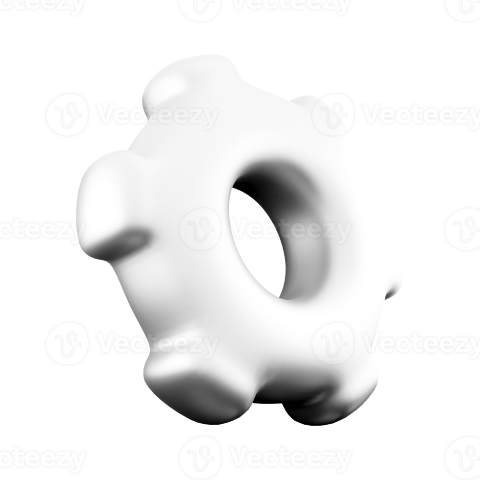 3d rendering white gear icon. 3d render mechanism icon. png