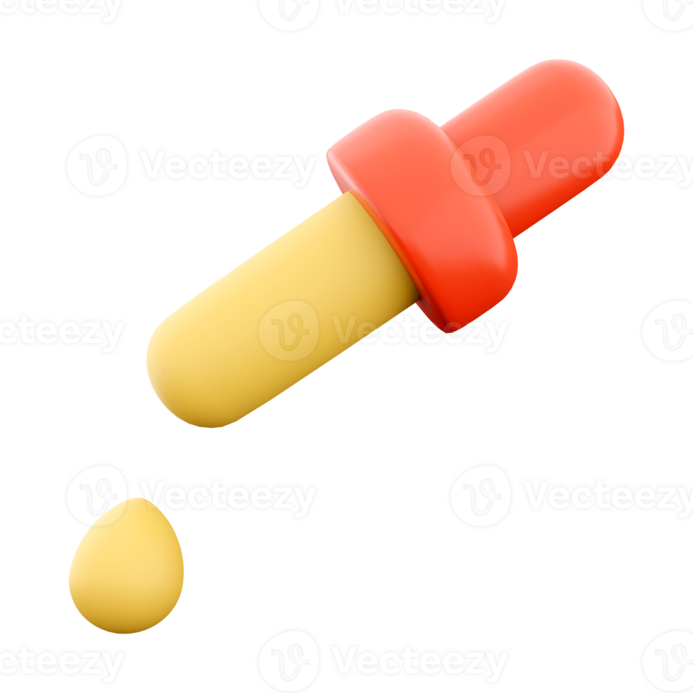 3d rendering Simple color picker tool icon. 3d render pipette icon. png