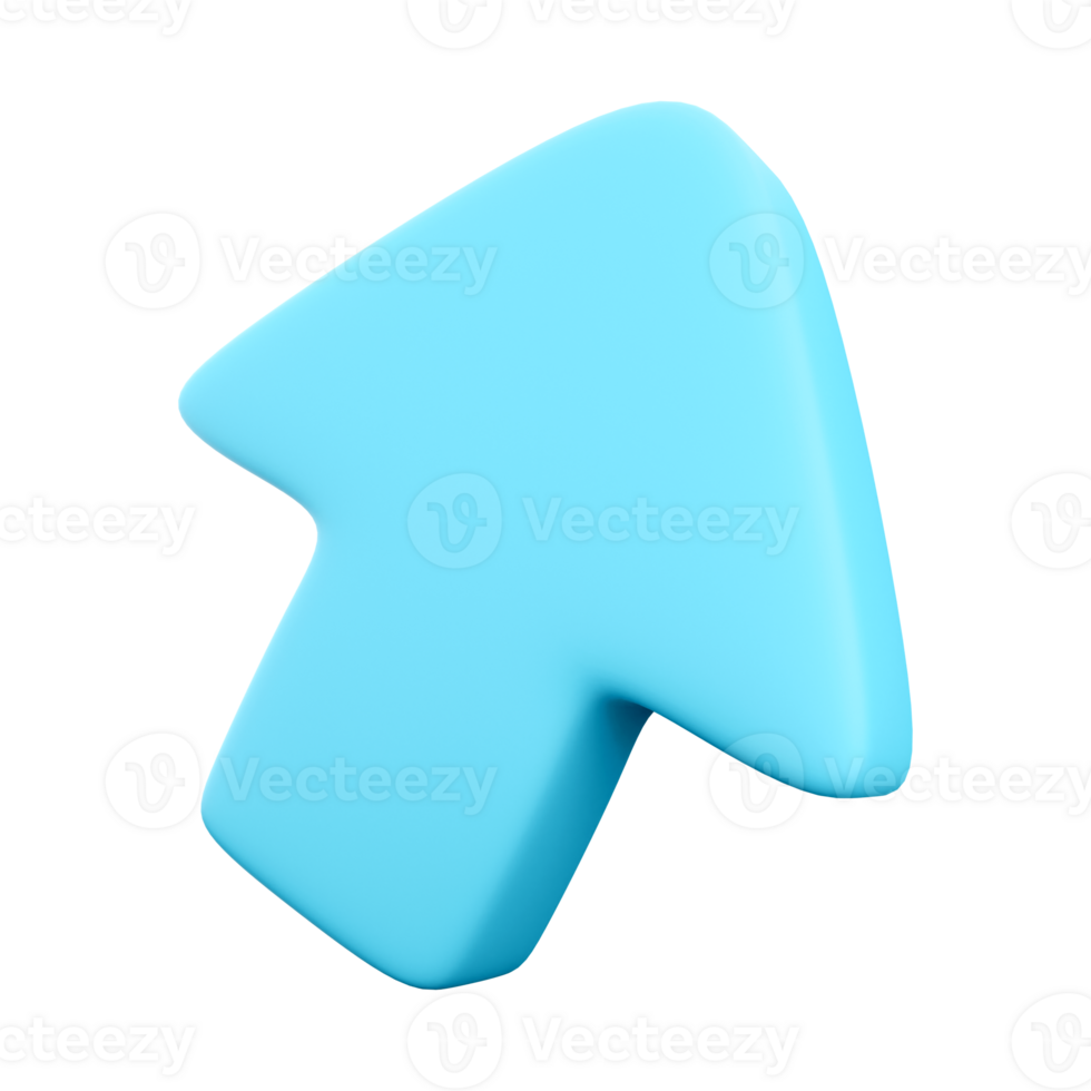 3d rendering blue line cursor icon. 3d render Mouse pointer icon. png