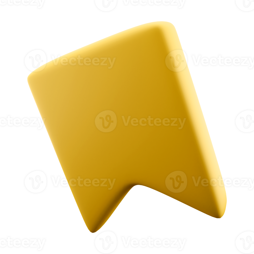 3d rendering yellow bookmar flag icon. 3d render A piece of paper or ribbon inserted into a book to mark the desired page icon. png