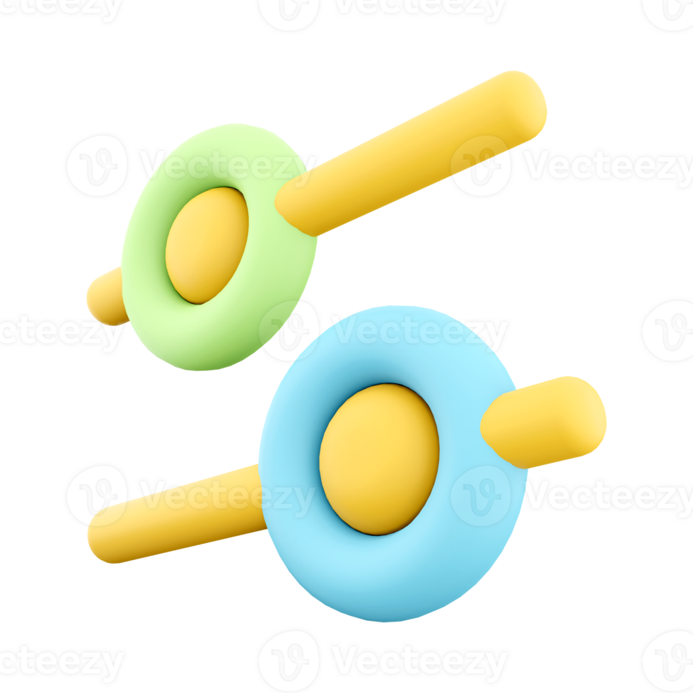 3d Rendern Grün und Blau Schieberegler Symbol. 3d machen Wert Änderungen Symbol. png