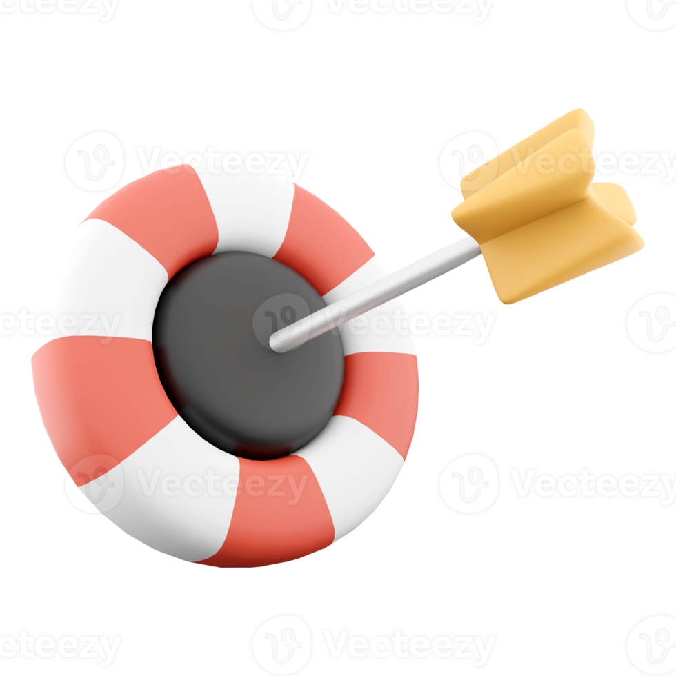 3d rendering Target Icon. 3d rendering Dart board and dart icon. png